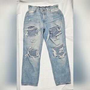 KanCan Estilo High Rise Elastic Waist Distressed Jeans Size 13